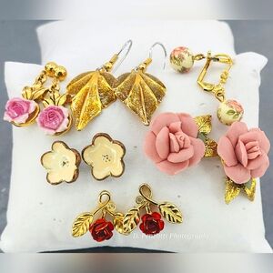 EARRINGS Vintage (flower set) 6 pairs